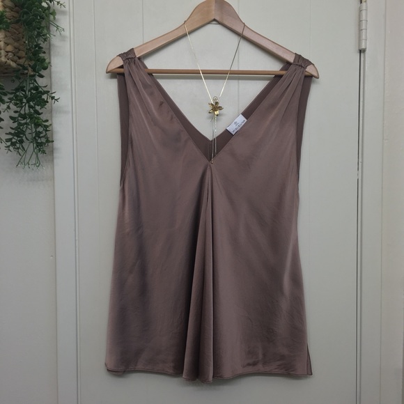 Miguelina Tops - Miguelina bronze copper stretch silk tank top